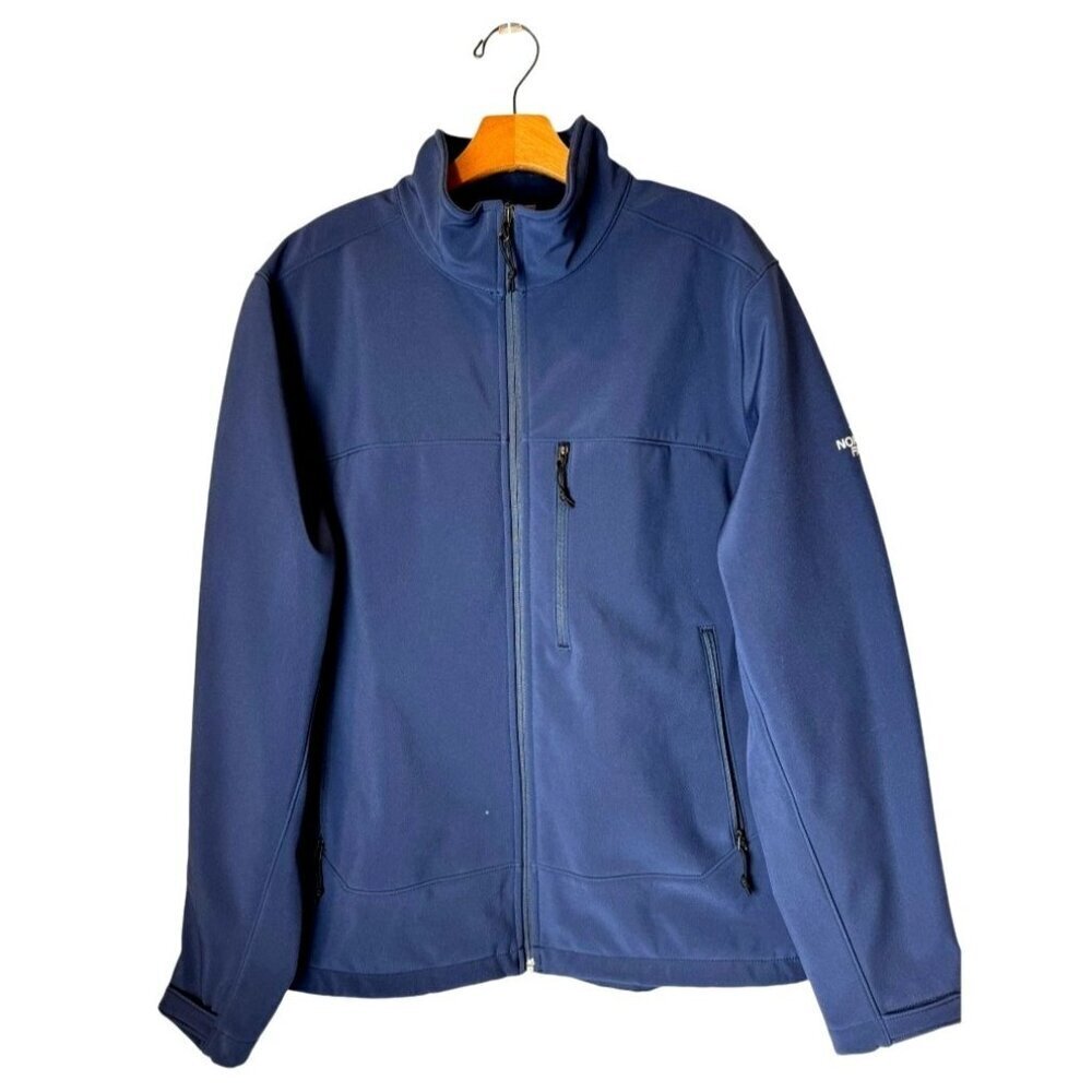The North Face Coat Men Large Navy Blue Full Zip Mock Neck Soft Shell Jacket